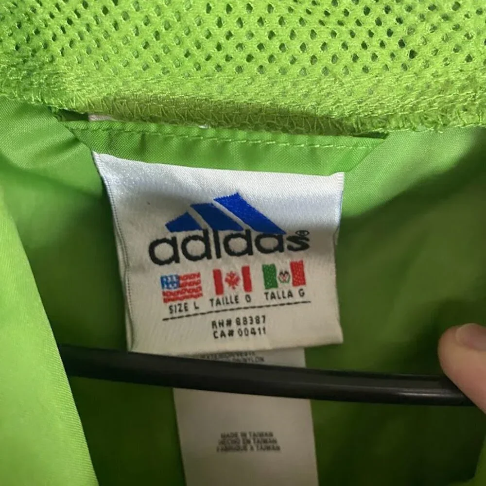 Adidas Vintage Green Blue Color Block Windbreaker Pullover Jacket